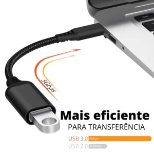 Cabo Adaptador OTG USB para Tipo C Mouse Teclado Pendrive 3.0