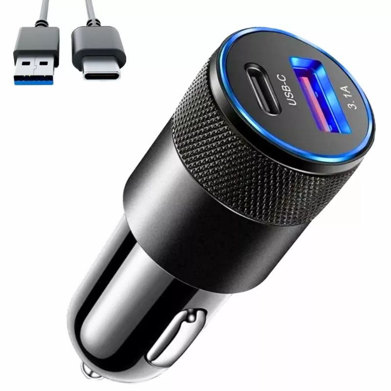 Carregador Veicular USB C + USB 3.4A Turbo Carregamento rápido Universal Carregador Veicular Turbo USB C + USB 3.4A Dupla Porta: USB C e USB 3.4A para carregamento rápido. Universal: Compatível com diversos dispositivos. Design Prático: Compacto e fácil de usar no carro. Seguro: Proteção avançada contra problemas elétricos. Ideal para quem busca eficiência energética durante viagens.