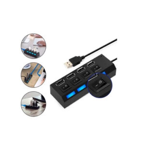 Hub USB com 4 Entradas USB 2.0 de Alta Velocidade – Botão Liga/Desliga
