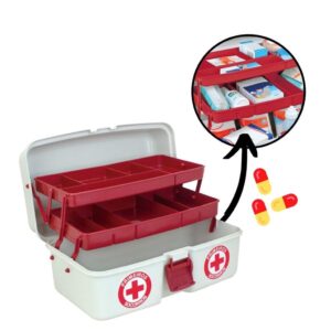 Maleta Caixa Primeiros Socorros Organizadora De Medicamentos e Remédios C/ 2 Bandejas Kit Emergência