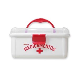 Maleta Kit Primeiros Socorros Nitronplast Feita de plástico resistente Design compacto e portátil Compartimentos para organização fácil Ideal para medicamentos diários ou kit de emergência Sistema de travamento seguro Perfeita para manter remédios e itens de primeiros socorros organizados e acessíveis.